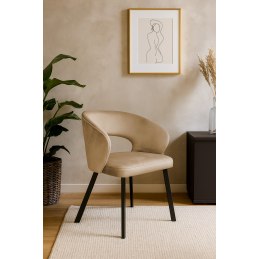 Krzesło tapicerowane AURA na czarnej nodze PROFIL MG06 do jadalni salonu