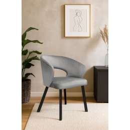 Krzesło tapicerowane AURA na czarnej nodze PROFIL MG17 do jadalni salonu