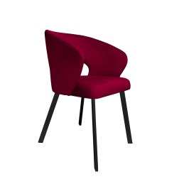 Krzesło AURA tapicerowane welurem MG31 czerwone na czarnych nogach