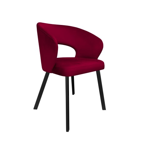 Krzesło AURA tapicerowane welurem MG31 czerwone na czarnych nogach