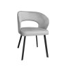 Krzesło AURA welurowe MG39 jasny szary na czarnej nodze