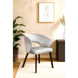 Krzesło AURA welurowe MG39 jasny szary na czarnej nodze