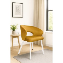 Krzesło tapicerowane AURA na białej nodze PROFIL MG15 do jadalni salonu