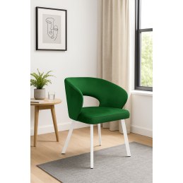 Krzesło tapicerowane AURA na białej nodze PROFIL MG25 do jadalni salonu