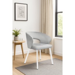 Krzesło tapicerowane AURA na białej nodze PROFIL MG39 do jadalni salonu