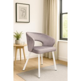 Krzesło tapicerowane AURA na białej nodze PROFIL MG55 do jadalni salonu