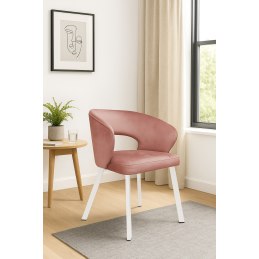 Krzesło tapicerowane AURA na białej nodze PROFIL MG58 do jadalni salonu