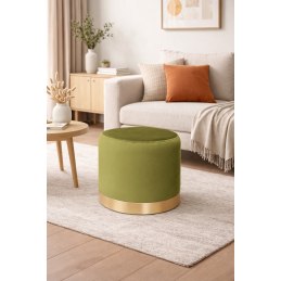 Pufa LUX welurowa ze złotą podstawą BL75 – elegancka pufa glamour do salonu