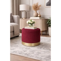 Pufa LUX welurowa ze złotą podstawą MG31 – elegancka pufa glamour do salonu