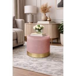 Pufa LUX welurowa ze złotą podstawą MG58 – elegancka pufa glamour do salonu