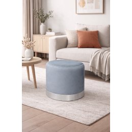 Pufa LUX welurowa z szarą podstawą BL06 – elegancka pufa glamour do salonu