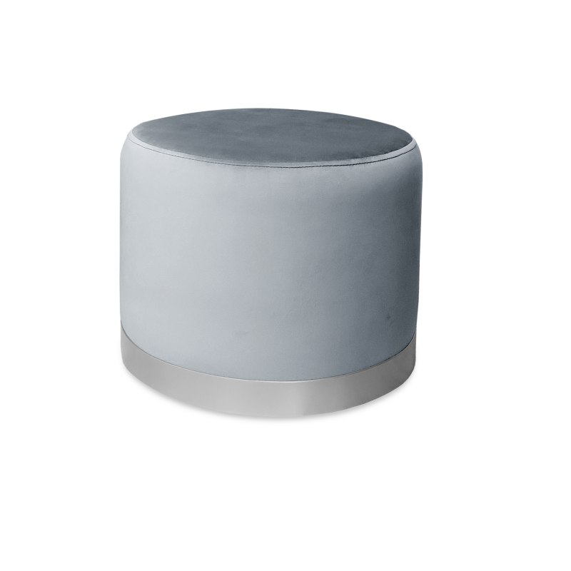 Pufa LUX welurowa z szarą podstawą BL06 – elegancka pufa glamour do salonu