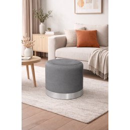 Pufa LUX welurowa z szarą podstawą BL14 – elegancka pufa glamour do salonu