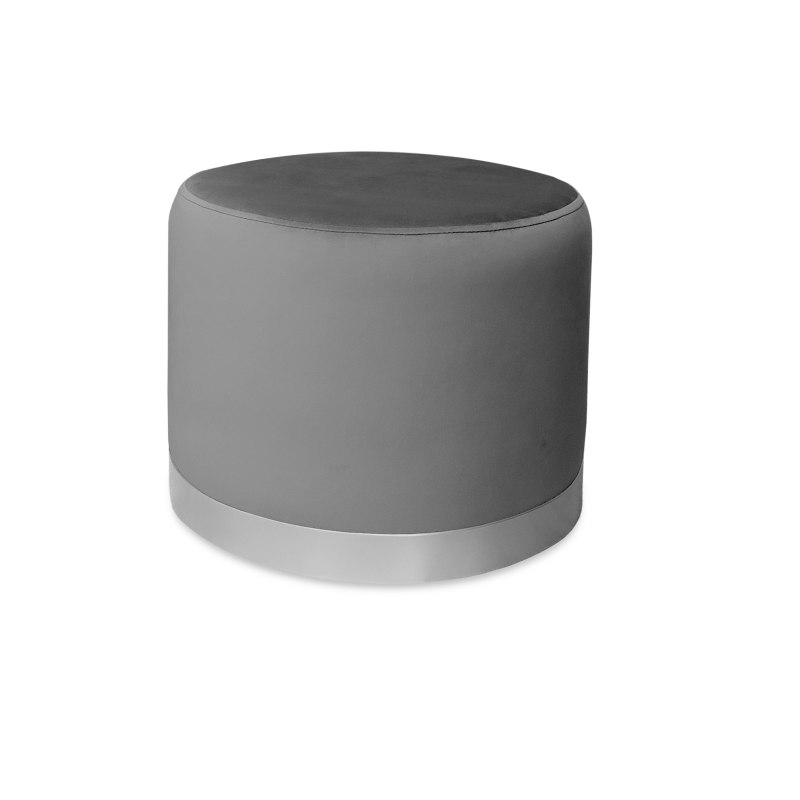 Pufa LUX welurowa z szarą podstawą BL14 – elegancka pufa glamour do salonu
