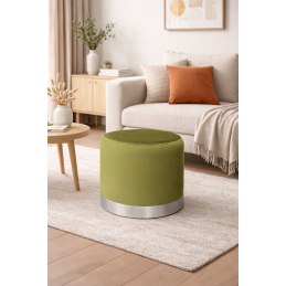 Pufa LUX welurowa z szarą podstawą BL75 – elegancka pufa glamour do salonu