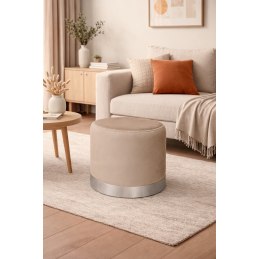 Pufa LUX welurowa z szarą podstawą MG06 – elegancka pufa glamour do salonu