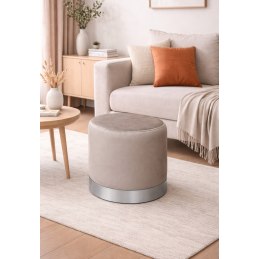 Pufa LUX welurowa z szarą podstawą MG09 – elegancka pufa glamour do salonu