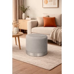 Pufa LUX welurowa z szarą podstawą MG17 – elegancka pufa glamour do salonu