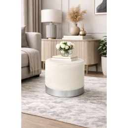 Pufa LUX welurowa z szarą podstawą MG50 – elegancka pufa glamour do salonu