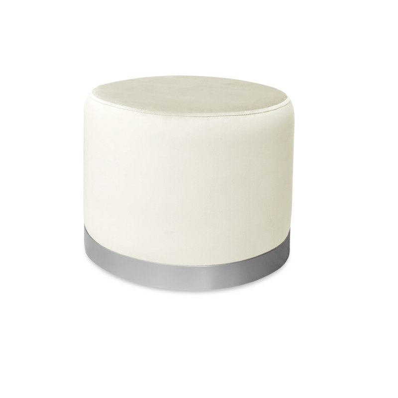 Pufa LUX welurowa z szarą podstawą MG50 – elegancka pufa glamour do salonu