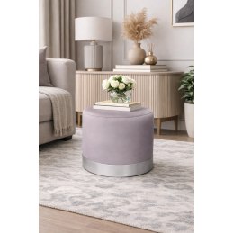 Pufa LUX welurowa z szarą podstawą MG55 – elegancka pufa glamour do salonu