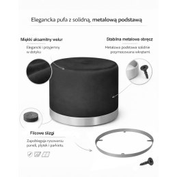 Pufa LUX welurowa z białą podstawą MG39 – elegancka pufa glamour do salonu