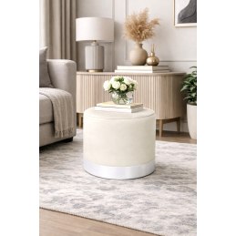 Pufa LUX welurowa z białą podstawą MG50 – elegancka pufa glamour do salonu