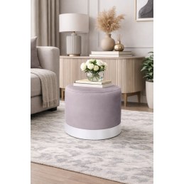 Pufa LUX welurowa z białą podstawą MG55 – elegancka pufa glamour do salonu