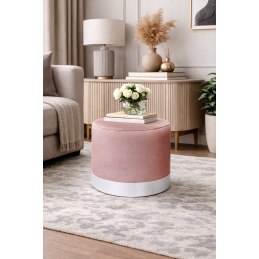 Pufa LUX welurowa z białą podstawą MG58 – elegancka pufa glamour do salonu