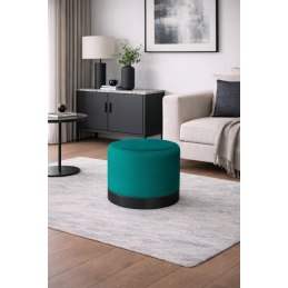 Pufa LUX welurowa z czarną podstawą MG20 – elegancka pufa glamour do salonu